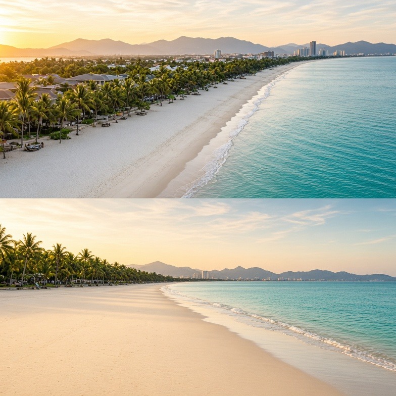 fergandres's tweet photo. My Khe Beach remains one of the world’s most beautiful beaches. Soft sand, clear water, and perfect sunrises with ocean-view hotels at great prices. https://t.co/SfSFW9CWZu