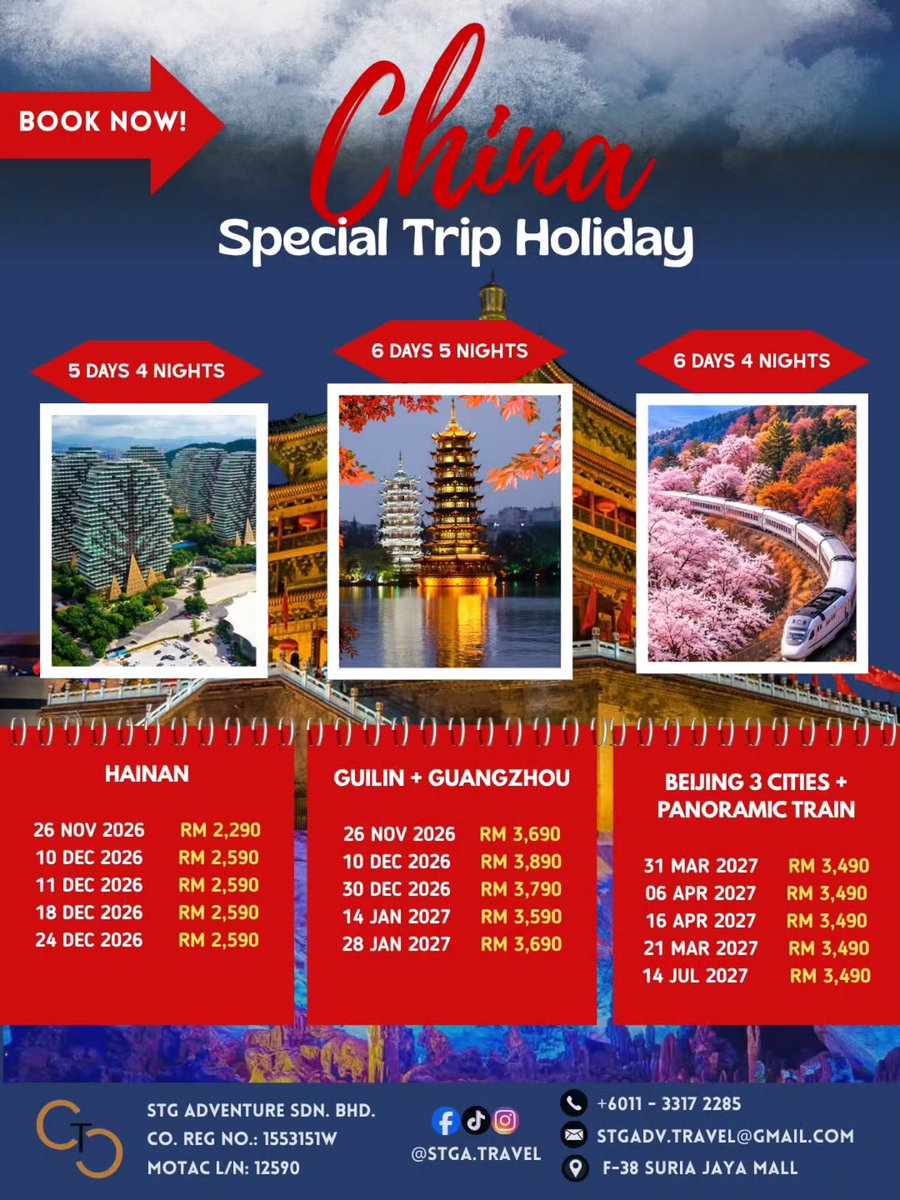 juanchisflow's tweet photo. China masuk bucket list korang tahun ni belum? Dari city yang happening, scenery cantik, makanan sedap sampai pengalaman travel luar biasa, China ada macam-macam untuk diterokai. Tak tahu nak plan sendiri? Package China kami dah ready. Pilih https://t.co/uASALcfvsR
