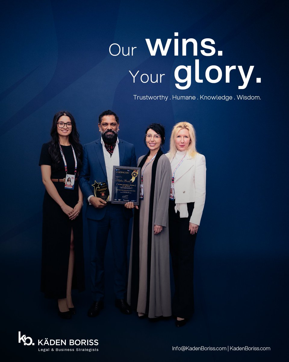 kadenboriss's tweet photo. Our wins. Your glory.

Being named Global Chambers Law Firm of the Year isn't just a milestone for us — it's a promise kept to every client who trusted us to get it right.

Käden Boriss. Beyond Legal.

#KadenBoriss #Sunillawyer #awardwinning #legalservices #internationallawfirm https://t.co/DbFS48AOeW