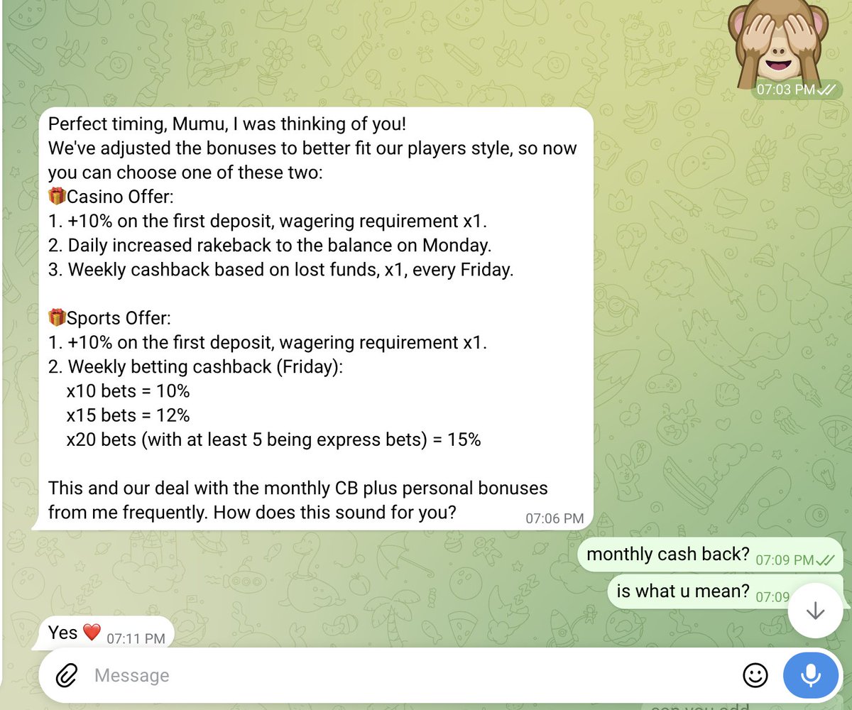 mumullov's tweet photo. $500 giveaway for helping spread the word - I'll choose 2 winners from the comments. For anyone else with similar experiences, I feel sorry for you.

@1win might have the worst VIP program and VIP team I've encountered in recent times. My problem is I actually enjoy their games, but I'm too tired of constantly having to fight over the basics.

My first month on the site I lost $350k. After an initial communication issue was resolved regarding my first lossback, I thought it was going to be a solid experience as host response times are great.

Unfortunately I've been disappointed again - this time over two things:

I requested a top monthly bonus considering I was one of their bigger losers in September. Note that @1win currently doesn't have weekly or monthly bonuses, so there is plenty of room to offer at least a top monthly for bigger players. It was approved, only for them to then tell me I need to reach a higher wager tier to unlock it 😂

I was on a weekly resetting lossback deal, paid on Mondays. Mid last week my host informed me they had changed their VIP program, while I still had lossback due after being fronted half. Monday finally arrived and I'm told I'm on the new deal - and I'm missing close to 50% of the lossback from my previous week's deal.

This transition was handled terribly. Somehow hosts don't have access to player PnL stats, so I had to manually calculate deposits and withdrawals for the period to determine what was owed. Even after all of that, it was not resolved.

The only positive I can say is that I signed up under @jacksonfelt, who has been top notch in terms of pushing for his players and promptly paying out extra lossback and bonuses.