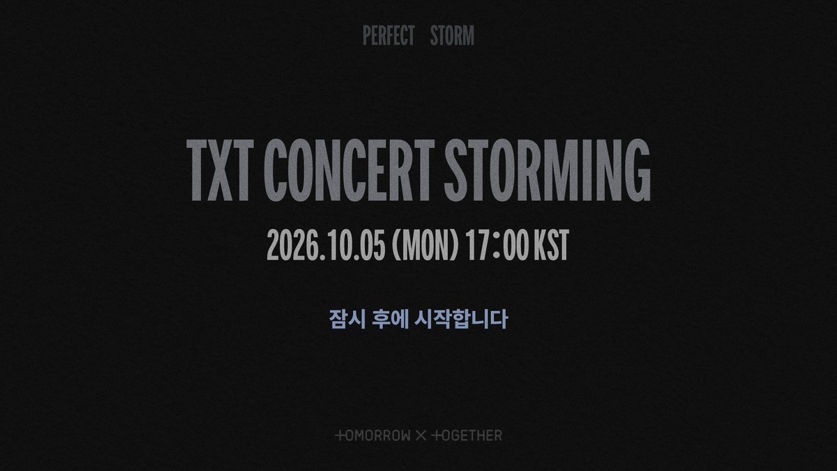 TXT_bighit's tweet photo. TXT CONCERT STORMING🌪️

2025 TOMORROW X TOGETHER WORLD TOUR <ACT : PROMISE> - EP. 2 - IN INCHEON
(https://t.co/JJPXPWZ5BV)

💿 Pre-save 'PERFECT STORM' NOW
https://t.co/By2okVRLSb

#투모로우바이투게더 #TOMORROW_X_TOGETHER #TXT
#PERFECTSTORM #TXT_PERFECTSTORM https://t.co/O5fZzfKBfN