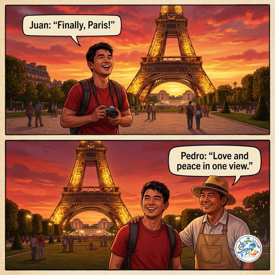 intira_za's tweet photo. Finally, Paris—where love and peace meet beneath the Eiffel Tower’s golden glow. Make your travel dreams a reality with Suroy Pinas Travel and Tours. https://t.co/RJtU2o6odM