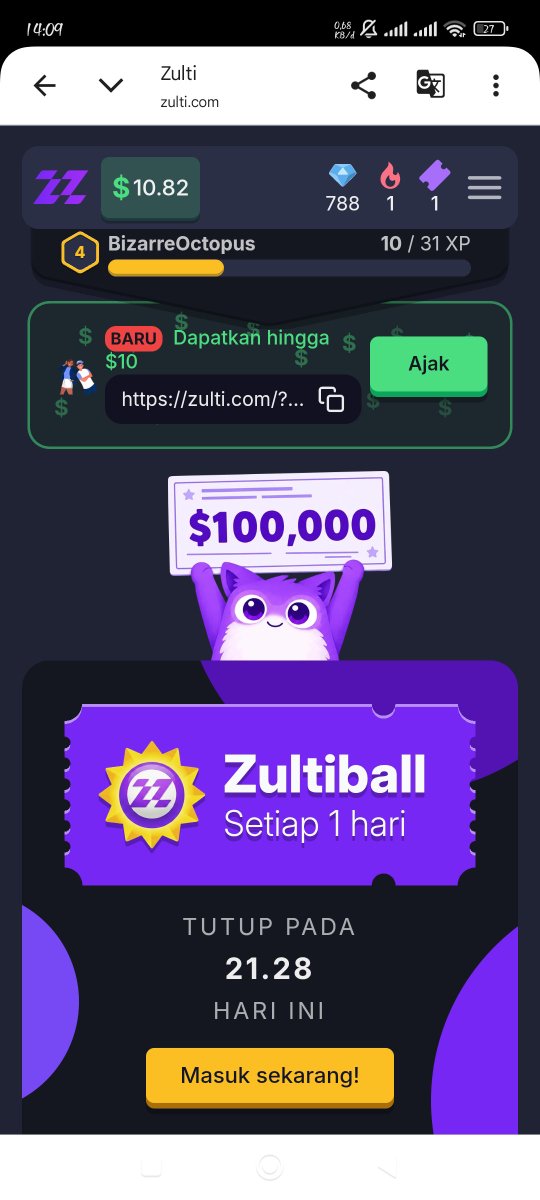 NuwangSha's tweet photo. Got $10 FREE on Zulti just for signing up! 💸 Play games, join daily Zultiball &amp; earn more. Slots close at 21:28! 🔥
Join 👉 https://t.co/dXhLw1WX1R https://t.co/FpqMGHIfOU