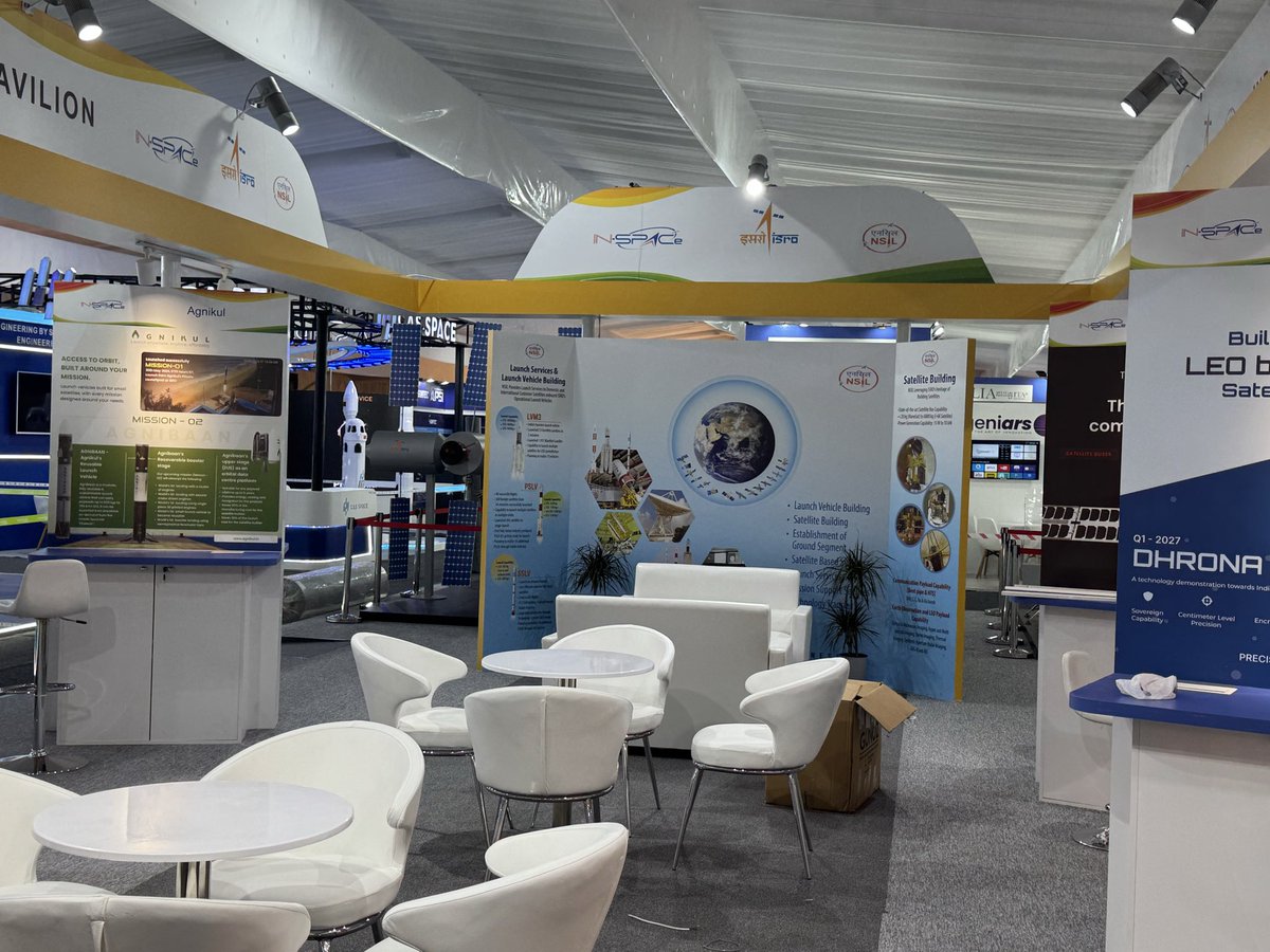 GoenkaPk's tweet photo. Indian space pavilion getting ready for the inauguration of exhibition at the IAC at Antalya @INSPACeIND @isro https://t.co/sANrkCwGBK