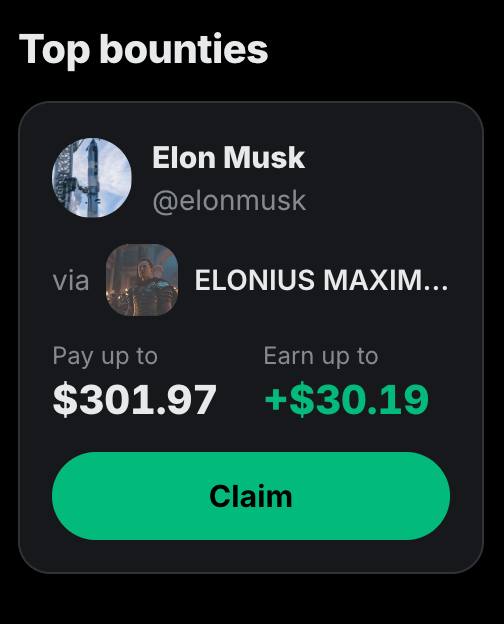 Try_Backers's tweet photo. Free $30 up for grabs 🎉

Go to backers to claim the bounty and send @elonmusk $300 via X Money.

You’ll get instantly paid a 10% bonus in SOL. https://t.co/kuMngjdsFB