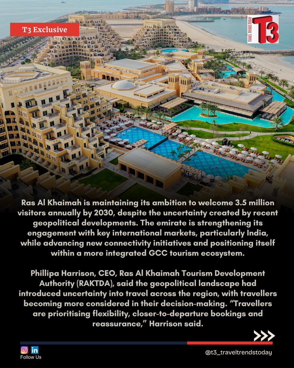 asena_67's tweet photo. Ras Al Khaimah remains committed to welcoming 3. 5 million visitors annually by 2030, strengthening ties with key markets like India, expanding connectivity and building confidence through a resilient UAE tourism ecosystem. https://t.co/zXhqYq98Jy