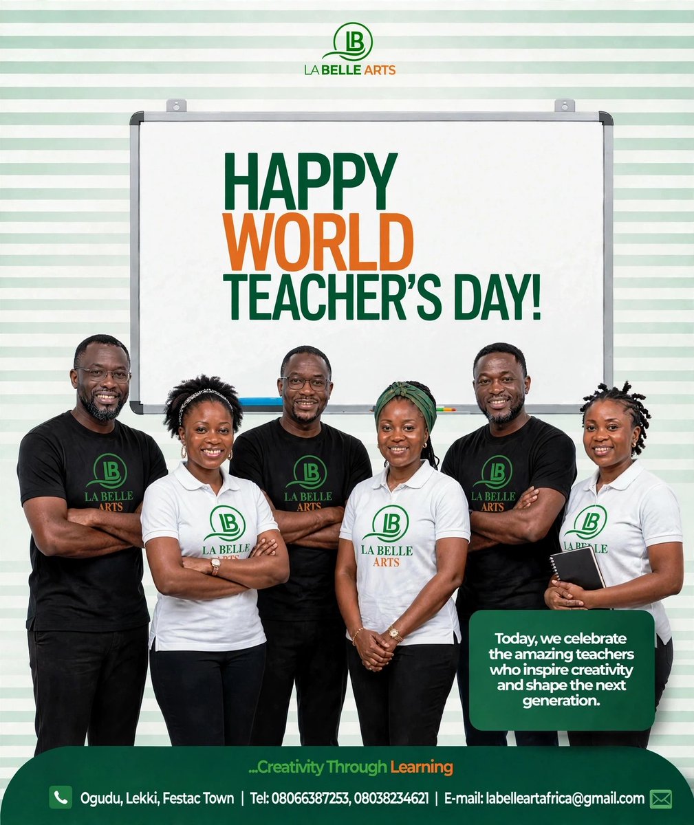 labellearts's tweet photo. Happy Teachers’ Day to the amazing teachers shaping minds, nurturing talents, and inspiring the next generation. ❤️

Thank you for all that you do. 

LabelleArtAfrica celebrates you! https://t.co/50hEi0zPue