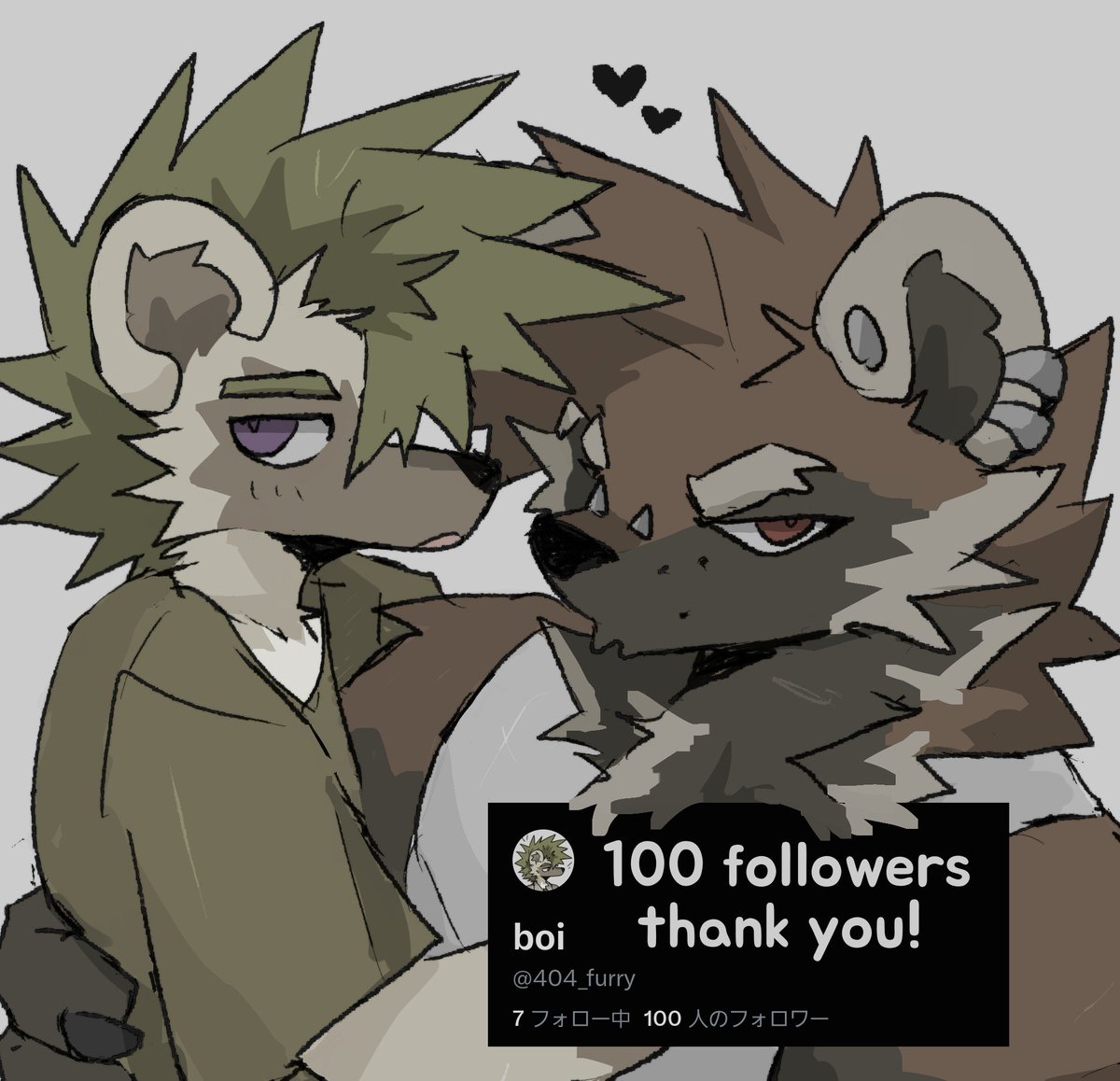 404_furry's tweet photo. 100 followers, thank you! Hope you’ll stick around for them and my other OCs! https://t.co/ayWajFfPzy