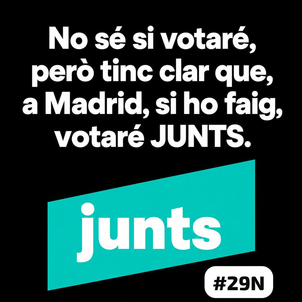saviscatalans's tweet photo. No sé si votaré, però tinc clar que, a Madrid, si ho faig, votaré JUNTS. @JuntsXCat @miriamnoguerasM  et sembla be @gabrielrufian @Esquerra_ERC ?? https://t.co/3jbU3DueT1