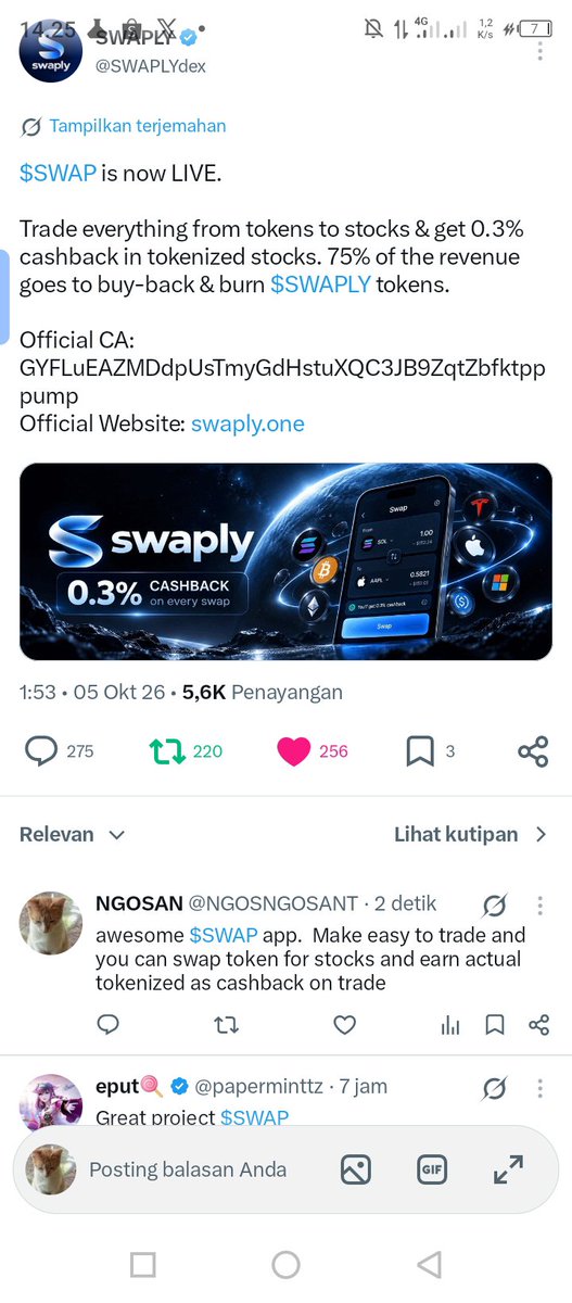 NGOSNGOSANT's tweet photo. @CryptBrice @SWAPLYdex https://t.co/VyXMwUR9C3