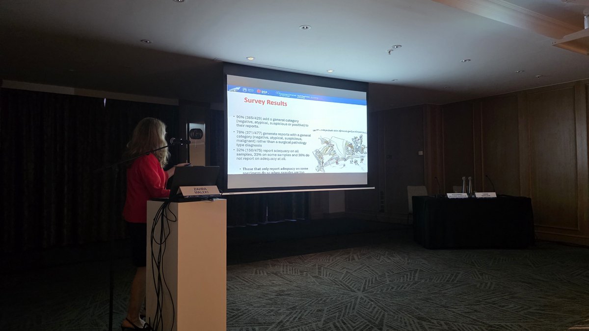 chriszioga's tweet photo. Dr @ZMaleki_cyto giving insights on the survey that lead to The International System for #serouseffusions and defining #atypia category #Cytology #cytopath #ECCyto2026 https://t.co/3zZJ2CMd1s