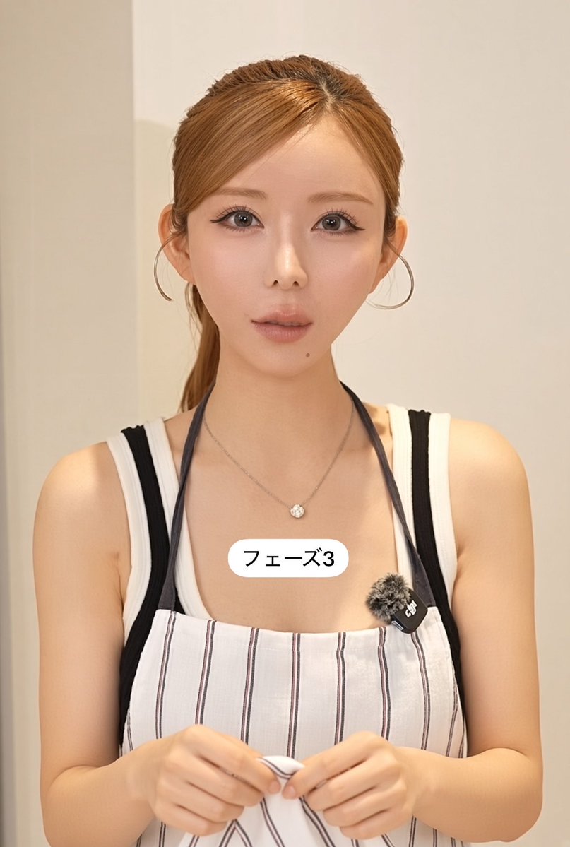 motiva55's tweet photo. 改めておさらいしときたい『ひびたん』の顔の変化（へんげ）と整形レシピ。

我々の記憶にあるのはフェーズ1（二重切開＋目頭切開＋鼻中隔延長済み）の面長美人ひびたん。それからキャバ嬢引退時（フェーズ2）にバブミを目指して別人化して話題になった。

そして現在の最終形態フェーズ3では余白を削って中顔面短縮＋エイリアンラインで超小顔化した。