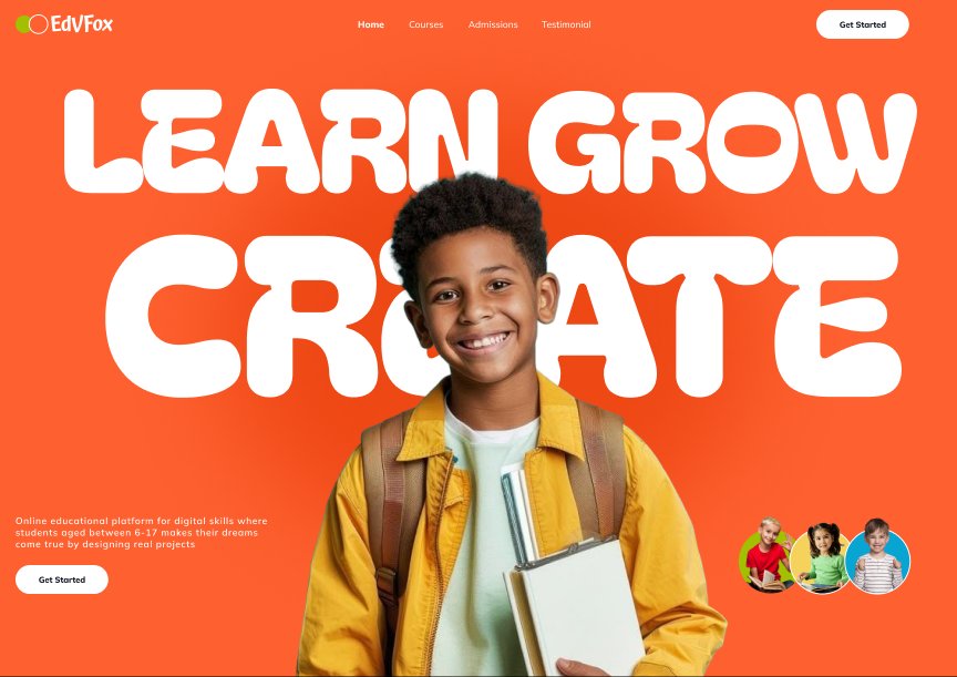 Edencreatz's tweet photo. New UI design 🎨✨
Tried creating an educational landing page for kids using Figma.
I wanted to make it feel fun, colorful, and energetic while keeping the layout simple.
Still learning  every day. 🚀
What do you think?
#Figma #UIDesign #WebDesign #UXDesign #100DaysOfDesign https://t.co/487R66KEGB