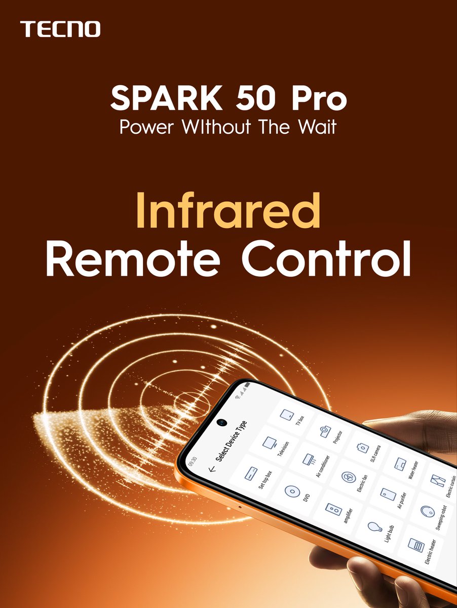 TECNOMobileNG's tweet photo. Why reach for the remote when your SPARK 50 Pro can take control? 

With Infrared Remote Control, convenience is always at your fingertips.

#PowerWithoutTheWait #TECNOSPARK50Pro #NaijaSPARK50Pro
#TECNOAI https://t.co/ubRnFtqkRN