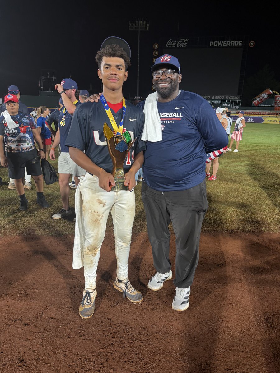 cdubb10711's tweet photo. Congrats to my baby boy Chris Worrell Jr @HittersChris23  and his Team USA teammates on bringing home the Gold!! @hittersbaseba11  #WorldChampions https://t.co/egTr7QGDOW