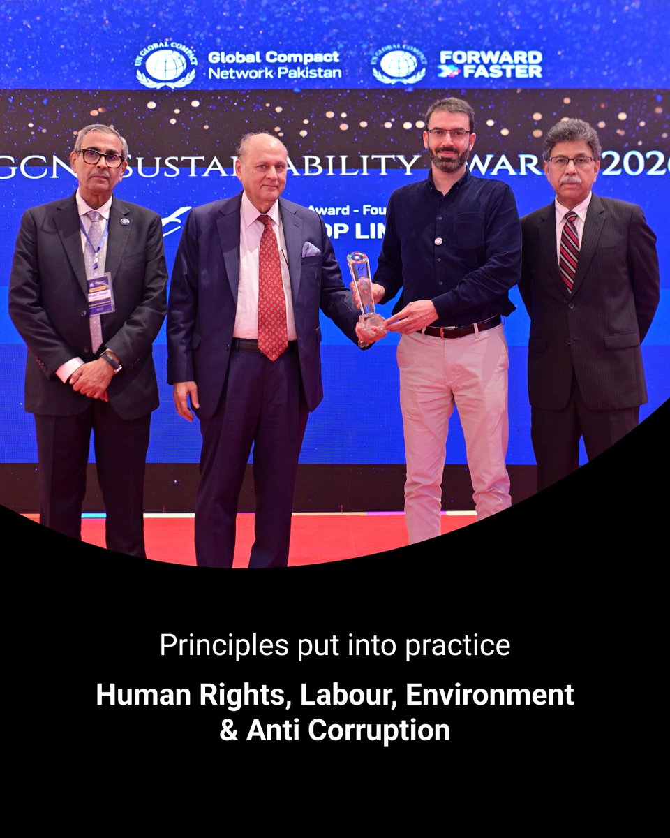InterloopLtd's tweet photo. We have won the Sustainability Award - Four Pillar Excellence from @GCNP_Pakistan.

Recognising how Human Rights, Labour, Environment and Anti-Corruption are put into practice across our operations.

@globalcompact https://t.co/iAA3YOjcV3