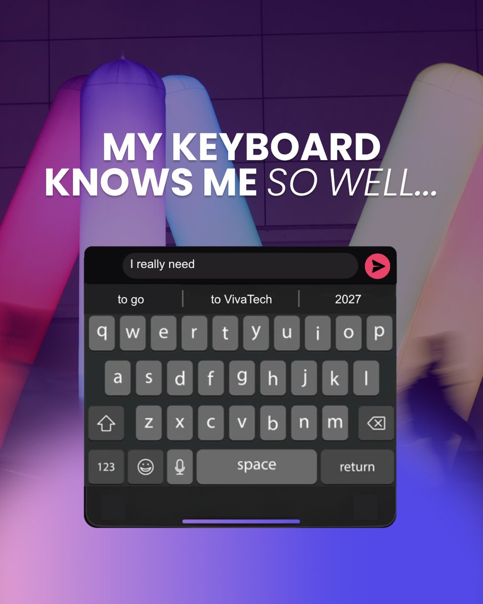 VivaTech's tweet photo. No need to overthink it. Your keyboard knows exactly what you need: a pass to #VivaTech 2027, Europe's biggest startup and tech event 🚀

Early bird gets the worm! Get your Super Early Bird pass here 👇
https://t.co/BZ4s6wAlTn https://t.co/edKCM3uEnX