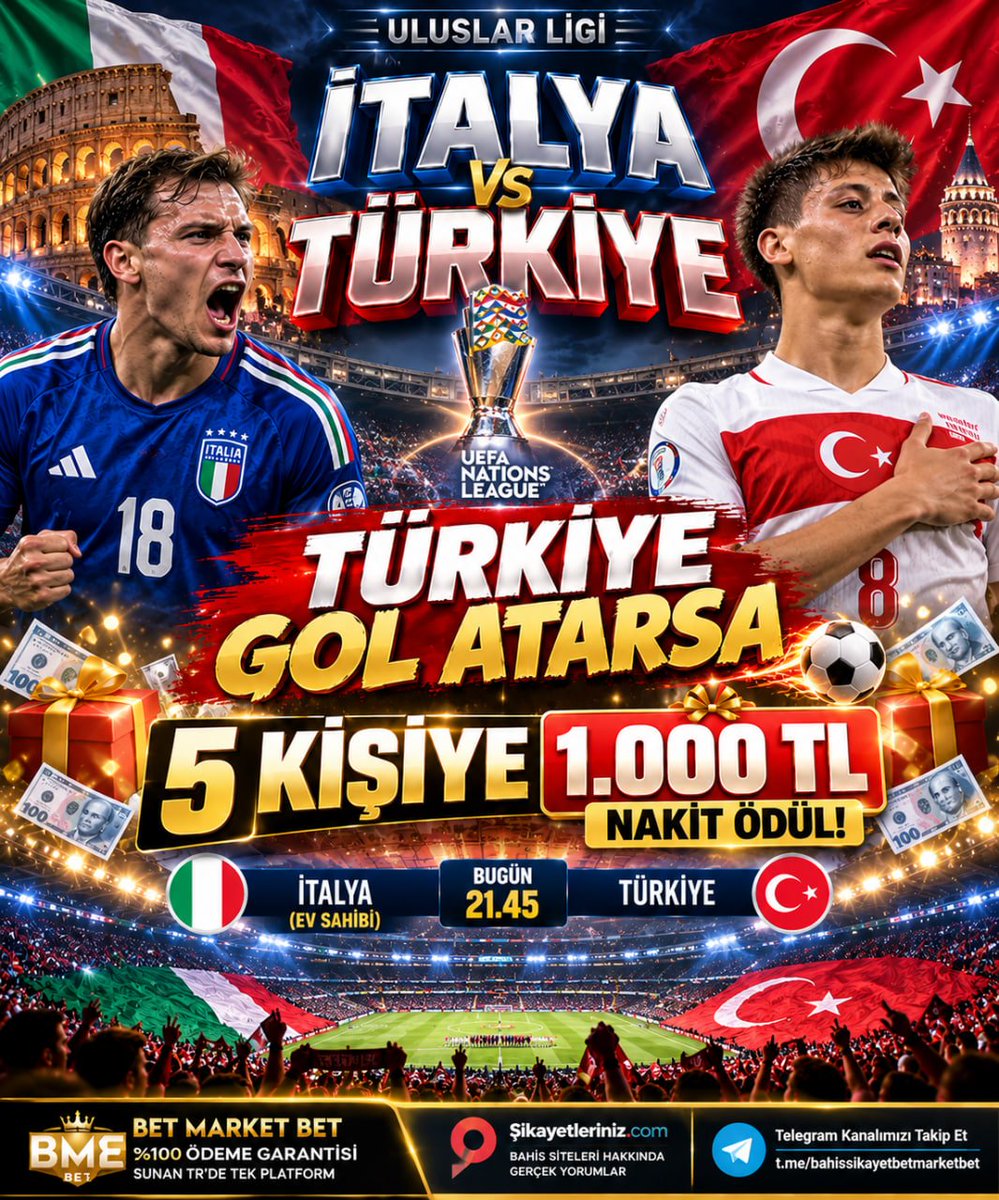 BossSahnede's tweet photo. İtalya – Türkiye dev maçında heyecan ödülle birleşiyor!

🔥 Türkiye gol atarsa 5 şanslı kişiye 1.000’er TL, toplam 5.000 TL nakit ödül dağıtıyoruz!

🎁 Milli heyecana ortak ol, maçın coşkusunu BMB ailesiyle birlikte yaşa!

🤌Katılım Şartları : 2 arkadaşını etkiketle,beğen ve yorum yap.!!!!

💰 Güçlü etkinlikler, gerçek ödüller ve dopdolu fırsatlar BET MARKET BET’te!

🚀 BMB AİLESİ HER ZAMAN KAZANDIRIR!

GİRİŞ ⏩https://t.co/QiI4gLdE7h

#bet #bahis #bonus #freebet #canlıbahis #kupon