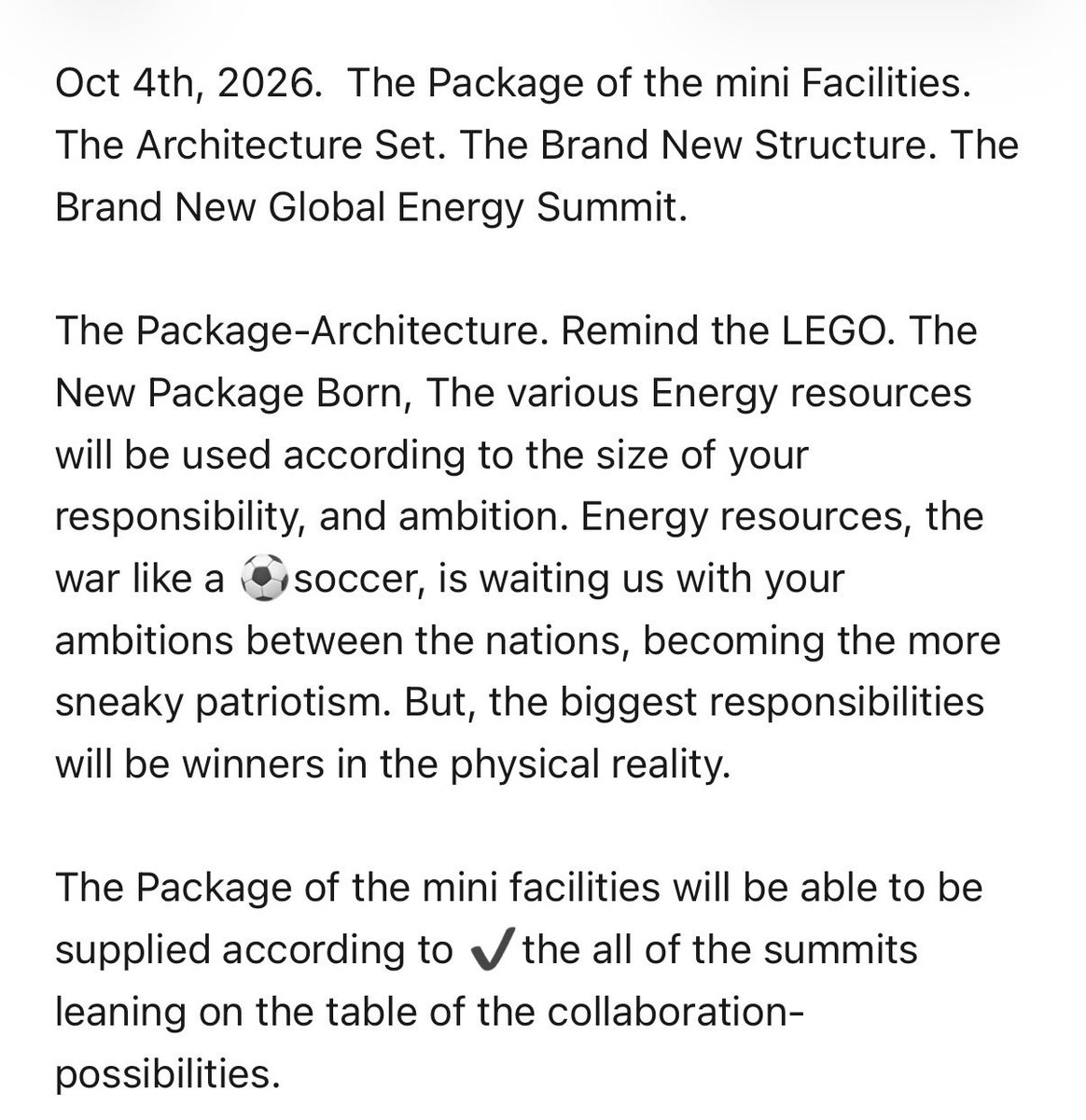 AI_Thinker_0428's tweet photo. Oct 4th, 2026. [EnergyEconomy]
#AI #EnergyProblemIsGrobalAgenda #TechBeauro #Package #MiniFacilities #EmilySourceCode https://t.co/0dr2JT4yN6