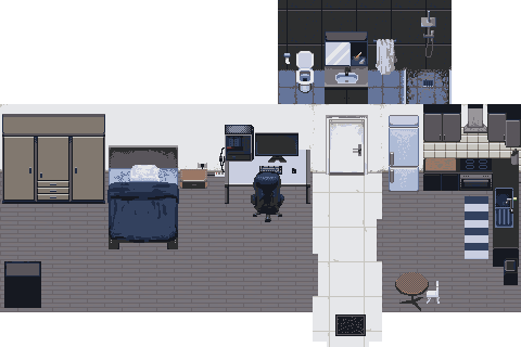 catproblem9735's tweet photo. manimalism(?) apartment messy/tidy 2 states now walkable and interactable in godot https://t.co/KBMtXNwp3T