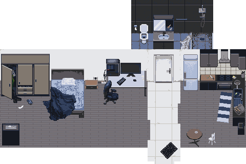catproblem9735's tweet photo. manimalism(?) apartment messy/tidy 2 states now walkable and interactable in godot https://t.co/KBMtXNwp3T