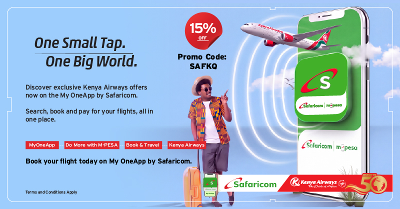 KenyaAirways's tweet photo. 😁 We’ve Got The Deal. You’ve Got The Plans.✨
Simply book your trip via My OneApp by Safaricom &amp; use code SAFKQ for 10% OFF Domestic and 15% OFF International flights.
📅 Book by 30 Nov 2026
🛫 Travel until 31 May 2027

Book Now:👉 https://t.co/rMx2cbl5hD | Ts&amp;Cs Apply. https://t.co/ovg87yzlW8