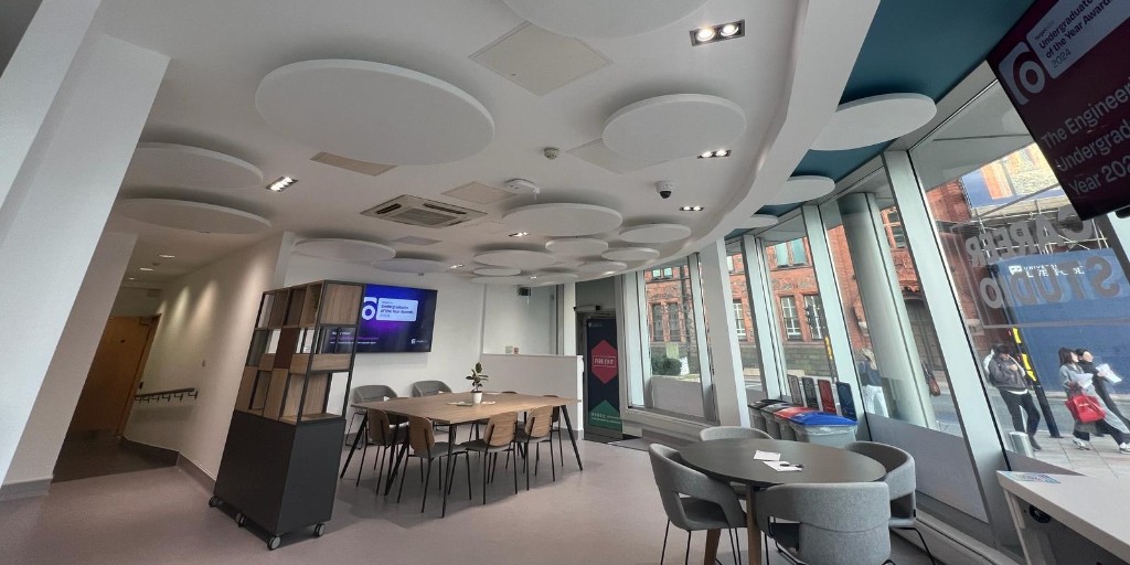 RIBAJ's tweet photo. 🔇 [AD] Soundproofing and reverberation control are especially important in learning environments. This solution from @SopremaUK was installed at the University of Liverpool - in just two days

👀 Take a look: https://t.co/Q0WESi5Y6J

#acousticdesign
#soundproofing
#specification https://t.co/GryYIanYUu