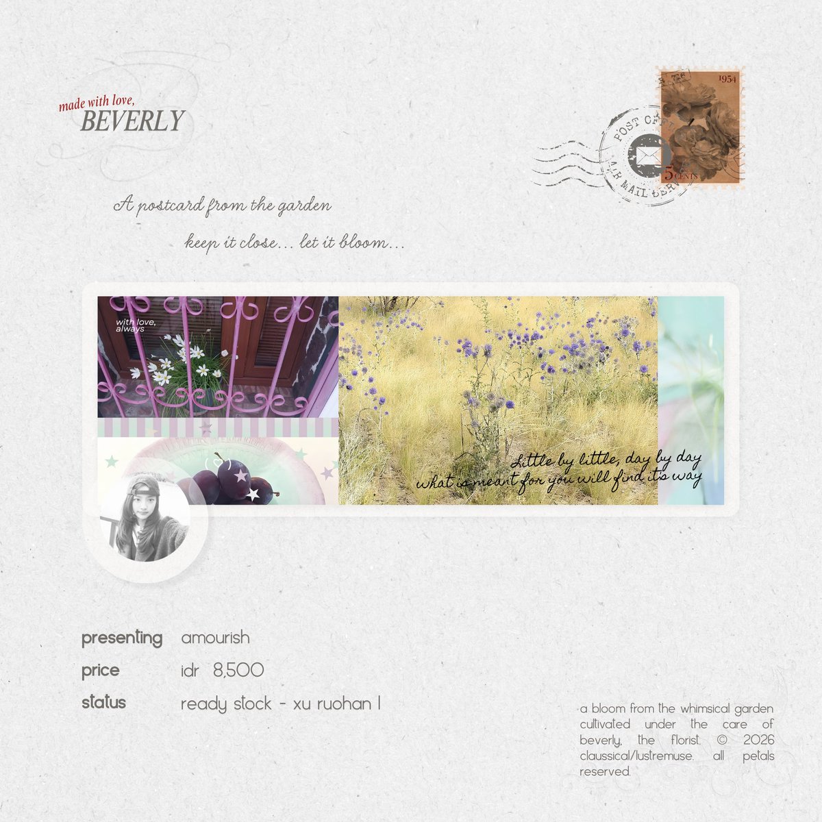 claussical's tweet photo. 🧺💌 — help me to repost please? thank you! 

come wander through a garden painted in candy colours, wild little flowers, and lovely things that seem to belong in a fairytale. ♡ ready stock layout xu ruohan &amp; wonhee illit available to take

love, #zonauang https://t.co/ur0KpWnRPC