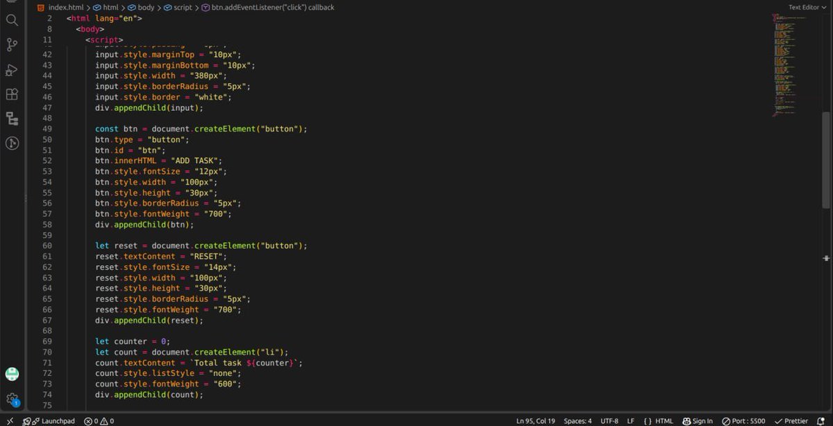 dev_edwin_'s tweet photo. Day 23/100 

Today, I used  JavaScript to create a dynamic task tracker! I concentrated on DOM manipulation, for element creation, styling, and setting up state for task counters, individual deletes, and list resets. https://t.co/RI3ZdUocNh