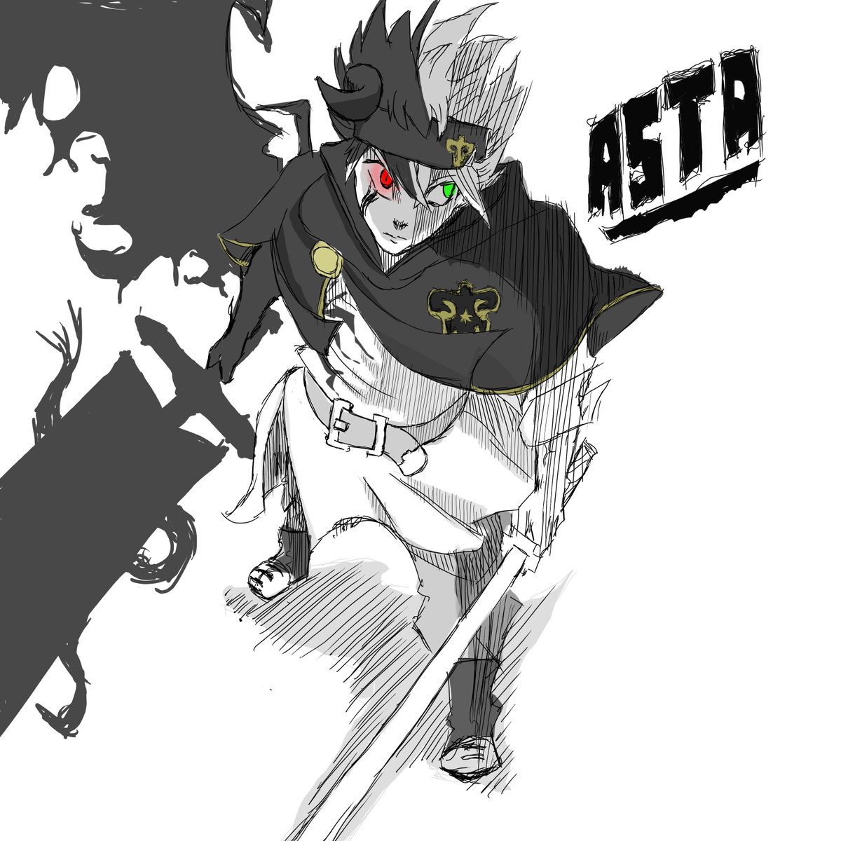 PanelArtistSora's tweet photo. "My magic is never giving up!" 🗡️😈 Watch Asta unleash his Anti-Magic form in this speed sketch.  
#Asta  
#BlackClover  
#BlackAsta  
#SpeedSketch  
#AnimeArt  
#BlackBulls https://t.co/2hWFq1ynpA