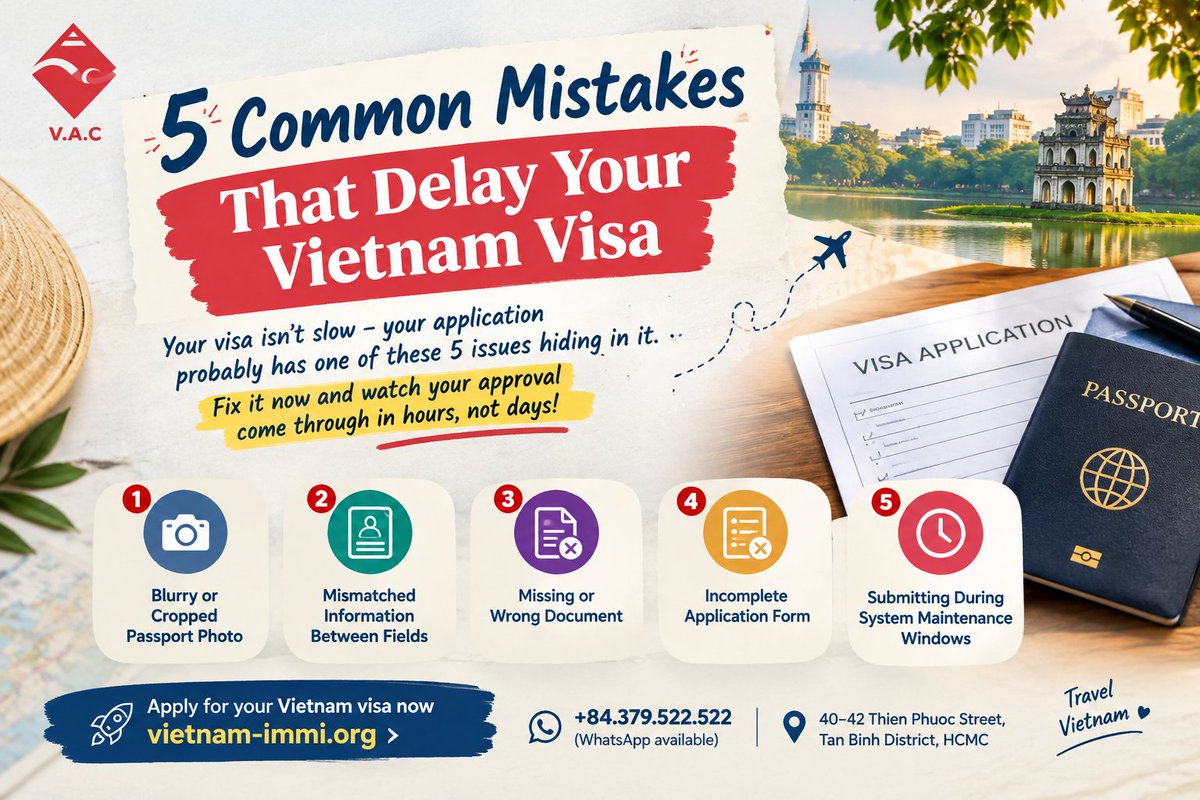 vietnamimmiorg's tweet photo. 🌟 Our visa experts identify exactly what's blocking your approval and fix it instantly – no wasted resubmissions, no endless waiting.
Apply for your Vietnam visa now:
🔗 https://t.co/J41kKKAT7Z
📞 +84.379.522.522
#VietnamVisa #VisaDelay #FastApproval https://t.co/Q1N9oXua4D