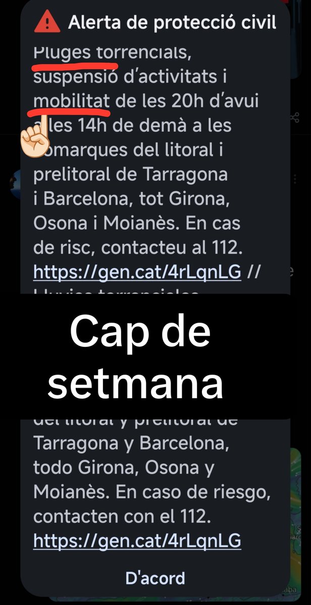 Salvigrau72's tweet photo. Diferència missatges emergències quan són caps de setmana i laborables, millor així  no sigui que les patronals s'enfadin i no ens donin poltrones quan deixem la política 😡😡😡 https://t.co/DoKJ7zleCz