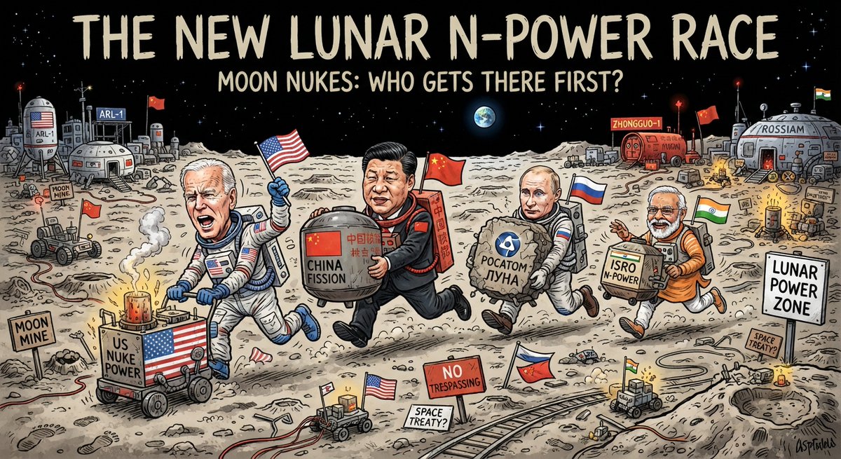 DYLITMediaBuzz's tweet photo. Space powers want nuclear reactors on the Moon.

Great for surviving, Not so great if one crashes.

I broke down the plans, the risks, and the history of failed landings.

View More on DYLIT: https://t.co/0pBAracJEF

#NewSpaceRace #Moon #NuclearPower #Artemis #SpaceNews https://t.co/iw5XZvvnlq