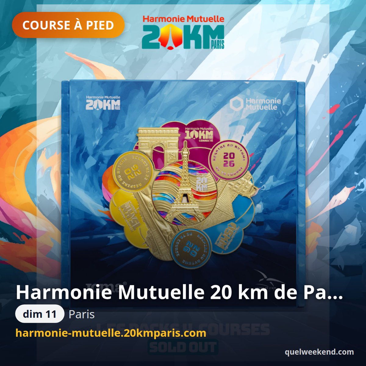 QuelWeekend's tweet photo. Course à pied : Harmonie Mutuelle 20 km de Paris (dim 11, Paris) https://t.co/kidxX6X0j0