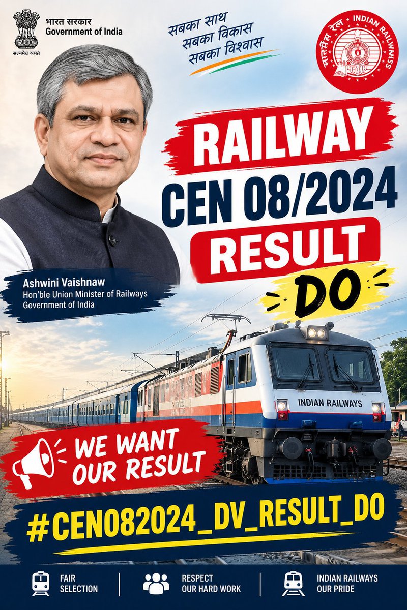 saikalyantweet1's tweet photo. सभी RRC चेयरमैन से अनुरोध है कि वे CEN 08/2024 रेलवे लेवल 1 के PET क्वालिफाइड उम्मीदवारों और CCAA की DV लिस्ट जल्द से जल्द जारी करें
#CEN082024_DV_RESULT_DO https://t.co/HWd89xu43a