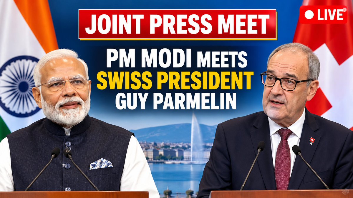 Newspointtv's tweet photo. PM Modi meets Swiss President Guy Parmelin
Watch Live : https://t.co/UeeDsJ9G2B
#PMModi #GuyParmelin #IndiaSwitzerland #IndiaSwitzerlandRelations #JointPressMeet #IndiaDiplomacy #BilateralRelations #Diplomacy #India #Switzerland #NewDelhi #InternationalRelations #ModiParmelin https://t.co/JlQth70SnL