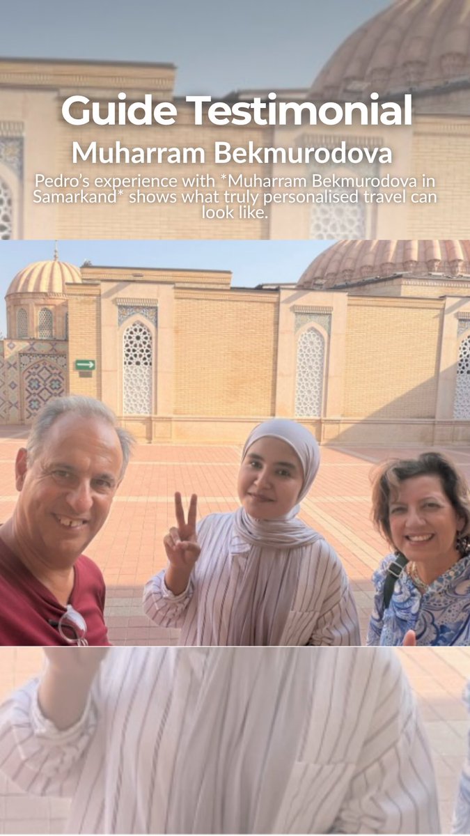 tucersin's tweet photo. The best guides help before your trip begins. Muharram Bekmurodova made Pedro’s Uzbekistan journey effortless, from itinerary planning to sharing Samarkand’s history, culture and Islamic heritage. Great guides help you understand a place, not just https://t.co/86oMM7wJ36
