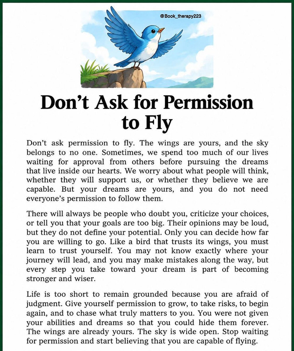Book_therapy223's tweet photo. Don’t Ask for Permission to Fly https://t.co/steTURHMRi