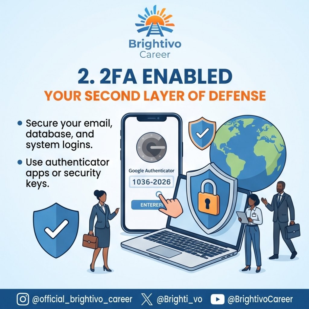 Brighti_vo's tweet photo. Cybersecurity isn’t just an IT concern, it’s everyone’s responsibility. 
Law, governance &amp; public service professionals: start with these 3 essentials:
Strong, unique passwords 
Enable 2FA
Know the red flags of phishing
Small habits can prevent major breaches. Stay alert. https://t.co/jP4eW1pBPi