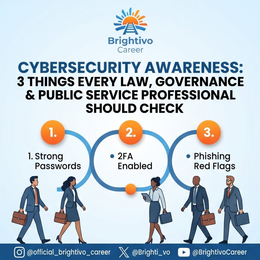 Brighti_vo's tweet photo. Cybersecurity isn’t just an IT concern, it’s everyone’s responsibility. 
Law, governance &amp; public service professionals: start with these 3 essentials:
Strong, unique passwords 
Enable 2FA
Know the red flags of phishing
Small habits can prevent major breaches. Stay alert. https://t.co/jP4eW1pBPi