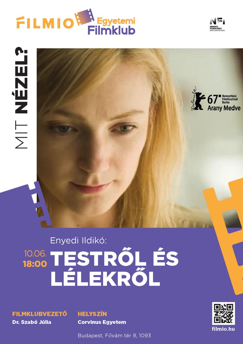 corvinlib's tweet photo. Egyetemi Filmklub🎥

Testről és lélekről – filmvetítés és beszélgetés

📅Időpont: 2026. október 6., kedd, 18:00
🏢Helyszín: 1093 Budapest, Fővám tér 8., Faculty Club Színházterem

A vetítés és a beszélgetés nyelve: magyar 

#corvinlib #filmklub https://t.co/qVEUW1LOWY