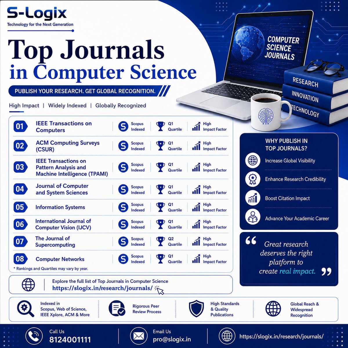 SlogixAdmin's tweet photo. 📚🚀PUBLISH YOUR RESEARCH. GET GLOBAL RECOGNITION!
Explore top Computer Science journals with Scopus indexing, Q1/Q2 rankings, peer review & global reach.
📞8124001111 |🌐https://t.co/wMqMom4UAE
#ComputerScience #Research #Scopus #Q1Journal #PhD #AcademicPublishing #SLogix https://t.co/AKq78ok7yt