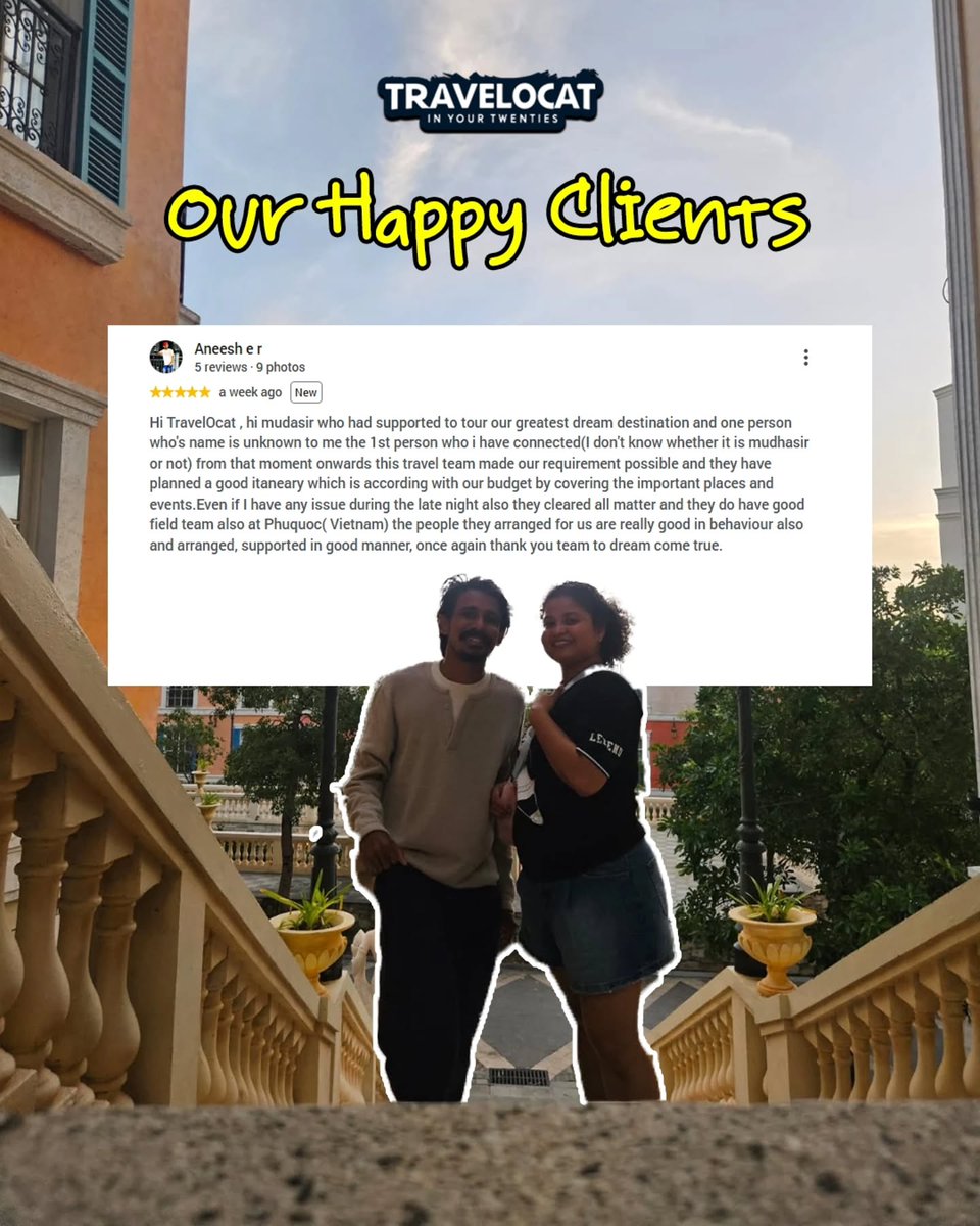 javiermelquiad3's tweet photo. Nothing feels better than hearing “dream come true” from our travellers. Thank you, Aneesh, for trusting Travelocat with your Vietnam adventure. Your trip. Your memories. Our happiness. Planning your next getaway? DM us. https://t.co/mlBc2y3RFL