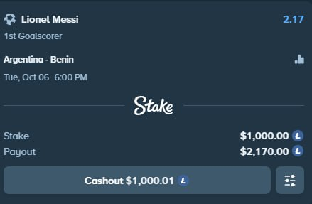 TactBets's tweet photo. Messi's Last Dance Promotion is LIVE on @Stake 🏆
 
Lionel Messi plays his last international game for Argentina and to celebrate, Stake has boosted his odds to a 10x Multiplier for him to score the 1st Goal!

I'll be giving away $500 to someone who 💸 
➡️ Follows & Retweets 
➡️ Comments your Stake Username 

EXTRA LUCK IF YOU SHOW YOUR OWN BETSLIP! 🍀

🔗Make sure to read the full T&Cs that can be found here: https://t.co/08UN4JD6dk