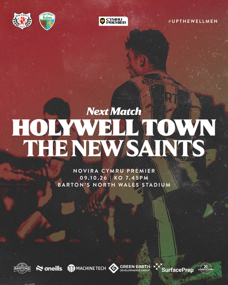 HolywellTownFC's tweet photo. This Friday night sees the Wellmen host @tnsfc at the Barton's North Wales Stadium. 

Let's pack the ground out and get behind the team. Kick off is from 7.45pm. All the hard work and effort was for nights like this.

Tickets available https://t.co/DgYCAzRple

@CymruLeagues https://t.co/ls7F1kceBO