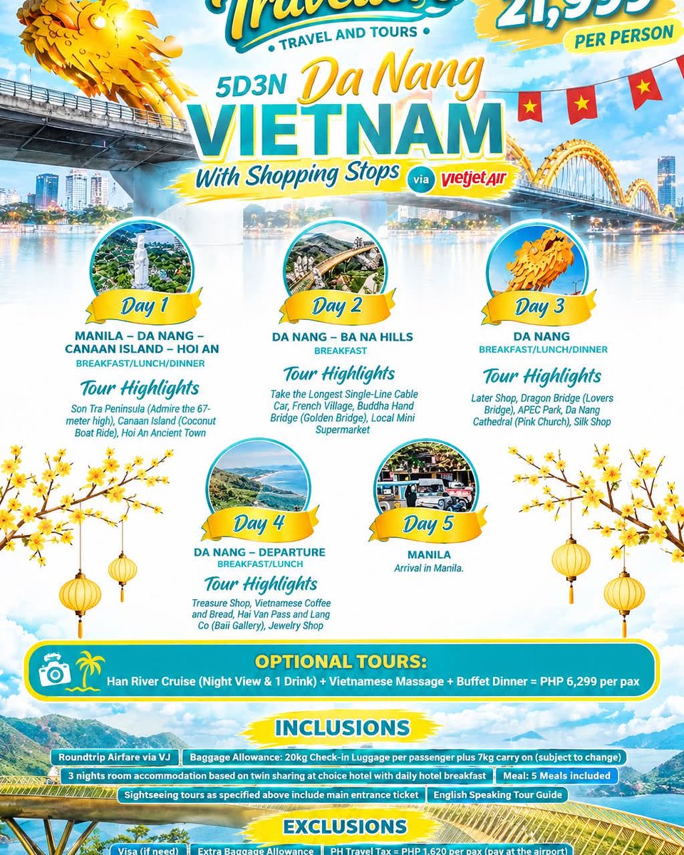 leticiarochaS2's tweet photo. Tara na sa Vietnam! Passport lang ang kailangan. Magandang experience, unforgettable memories, at sulit na travel ang naghihintay sa’yo. https://t.co/nAVF7uoWCT