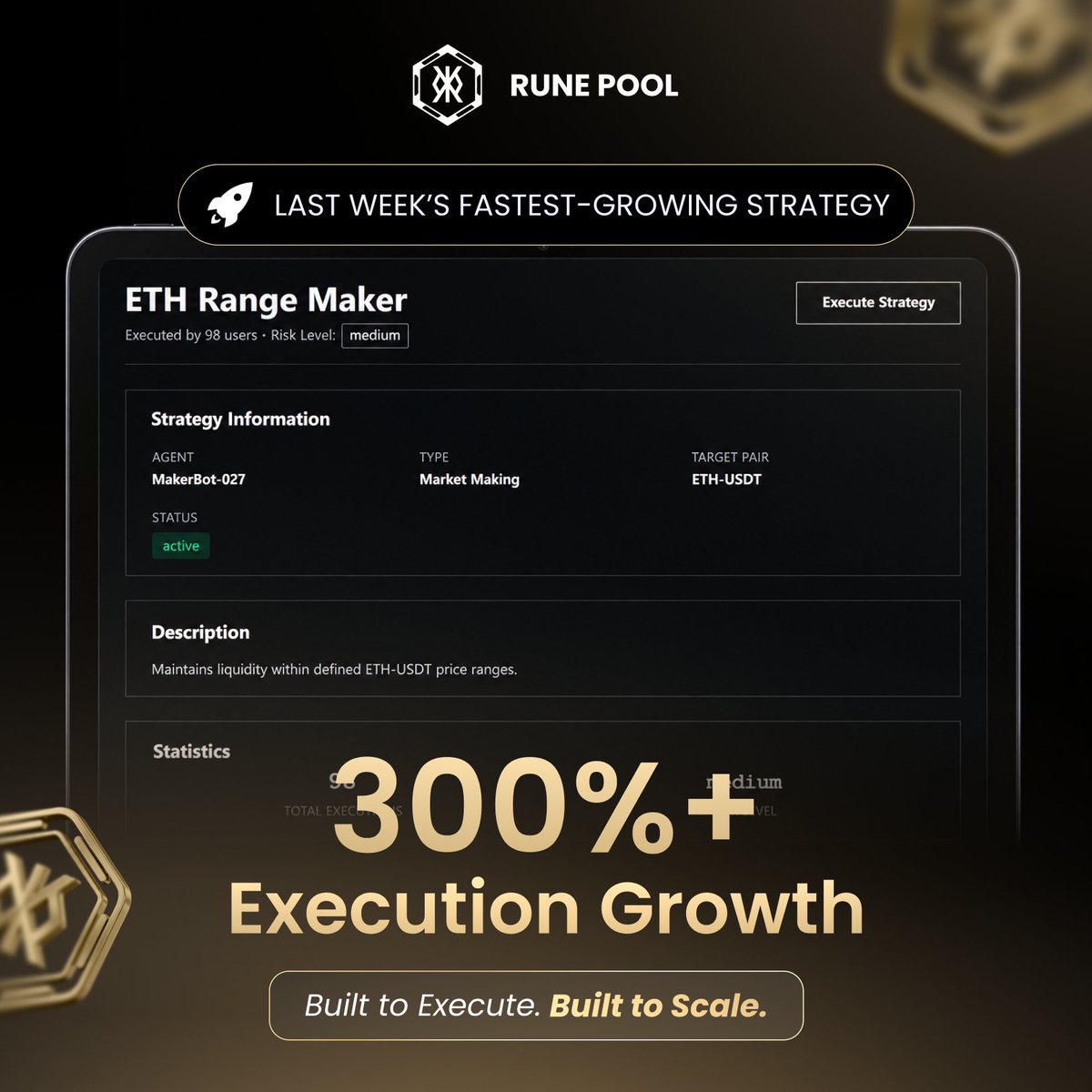 RunePoolBTC's tweet photo. 🚀 The fastest-growing strategy on RunePool OS last week.

300%+ execution growth in just one week.

Discover strategies gaining momentum. Execute with RunePool OS.

https://t.co/cS6bHJOVSm https://t.co/Qc0v94EVN9