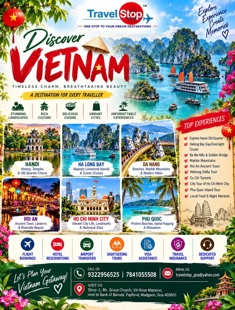 CBayena's tweet photo. Discover Vietnam’s timeless charm, from Ha Long Bay and Hoi An to Hanoi, Da Nang, Ho Chi Minh City and Phu Quoc. Enjoy culture, beaches and unforgettable experiences with customized travel packages. https://t.co/N2uPupNOjD
