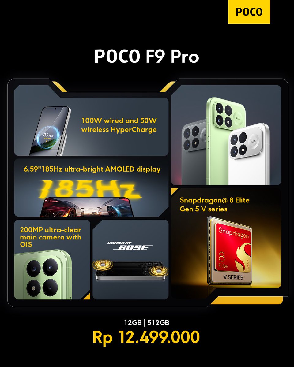 POCO_ID's tweet photo. ULTRAPOWER UNBOUND Unlocked!
POCO F9 Series hadir buat lo yang nggak mau ngerasa terbatas. Performa gaspol, baterai besar, dan sound menggelegar siap bikin pengalaman makin maksimal tanpa kompromi.
#POCOF9Series #POCOF9Ultra #POCOF9Pro #POCONyaBeraksi https://t.co/enJByzoh42