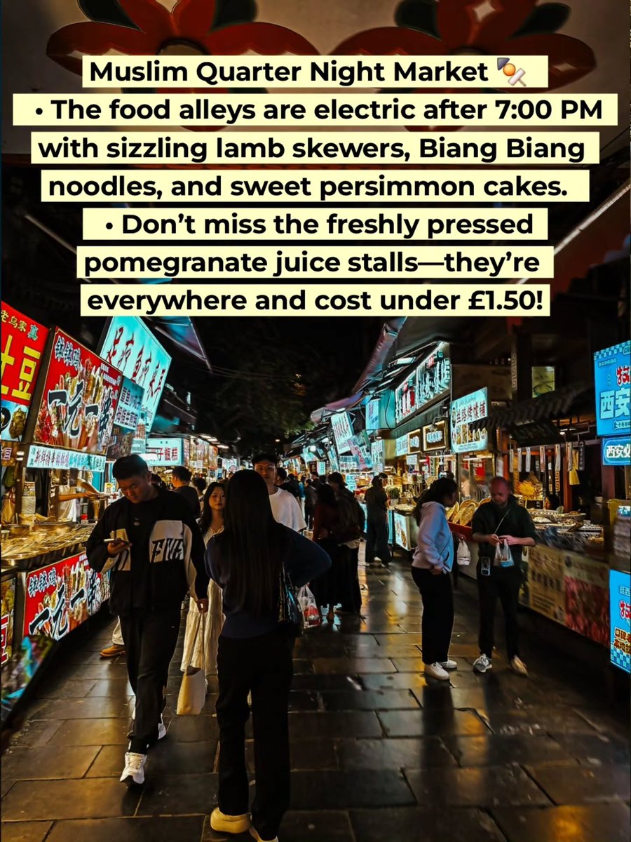AYSEKURT19's tweet photo. Xi’an transforms after dark. From the glowing Bell and Drum Towers to Muslim Quarter street food and Hanfu-clad crowds, the ancient capital feels magical at night. Don’t miss it. https://t.co/p61f6sqokr